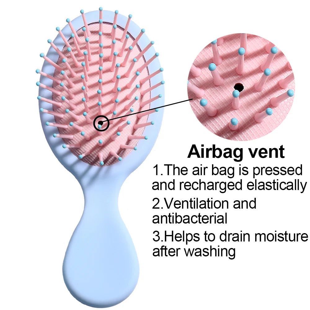 1pcs Mini Detangler Hair Brushes Massager Anti Static Air Bag Hair Comb Wet and Dry Portable Hairbrush Salon Styling Accessories