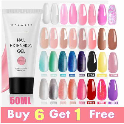 Makartt Poly Nail Extension Gel 30ML / 50ML Pink Clear White Blue Nail Gel Trendy Nail Art Design French Manicure For Starters