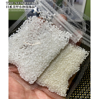 200-1200pcs/bag Pearls White Nail Beads Rhinestone Half Round Mixed Size Beige Flatback Pearls For DIY Manicure Decoration Bead